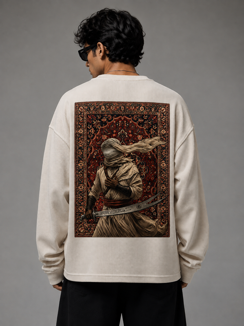 🖤 Arabic Fighter — Waffle Boxy Fit Tee
